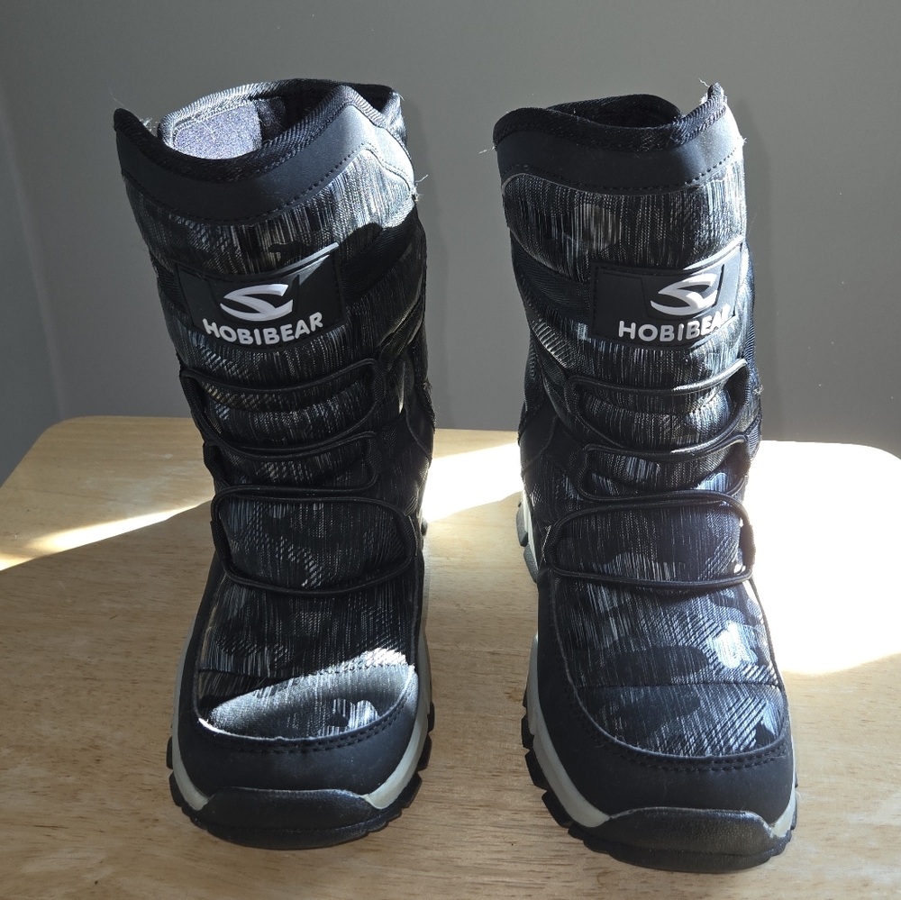 Gubarun Boys Black Winter Waterproof Slip Resistant Snow Boots